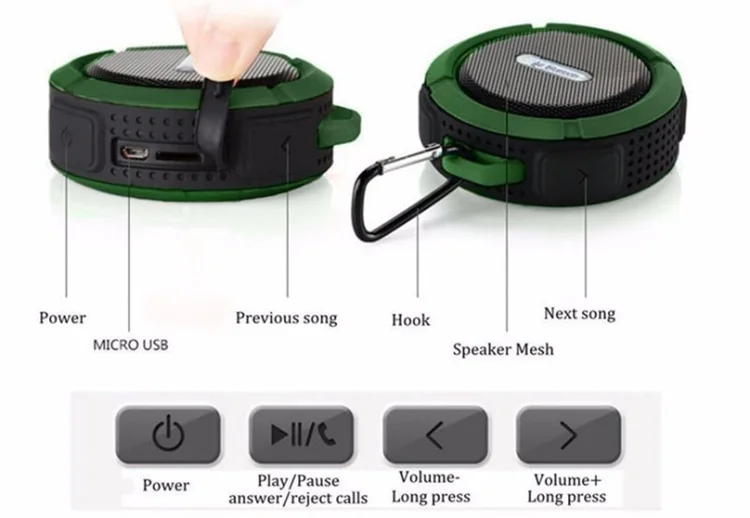 Amazon Best Selling Bluetooths Active Speaker for Smart Phone Outdoor Sport Portable C6 Waterproof Speaker - ANKUX.COM