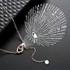 Women Fashion Latest Trend Necklaces Jewelry Projection Hundreds Language I Love U Initial Gold Eye Crystal Necklace