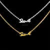 Fashion Romantic Monogram Love Words Pendant Necklace For Couple Valentine Gift Stainless Steel Jewelry BFF Gifts