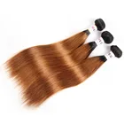 1B /30 Two Tone Ombre Colored Virgin Brazilian Hair Weave Bundles To Dark Brown Hair