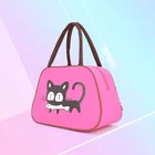 Cartoon Cotton Girls Office Reusable Lunch Tote Bag, Canvas Insulated Eco Food Delivery Lunch Bag