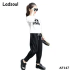 LADSOUL New Spring Child Girl Fashion High Quality Blank Black Harem Pants
