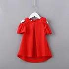 Boutique baby girls' red dress solid cotton kids Clothing girl dress for summer