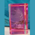3D Laser Etched Crystal Glass Display Cube MH-F0532
