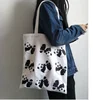 cute panda cartoon printing cotton bag jute bags for daily use