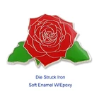 Custom high quality flower lapel pin hard/soft enamel rose metal badges with rubber clutch
