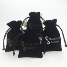 Custom Black Jewelry Gift Velvet Bag Drawstring Velvet Pouch Jewelry