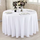 Round Tablecloth Camping Solid Color Table Cloth White Table Linen Hotel Party Wedding Tablecloth Dining and Coffee Table Cover