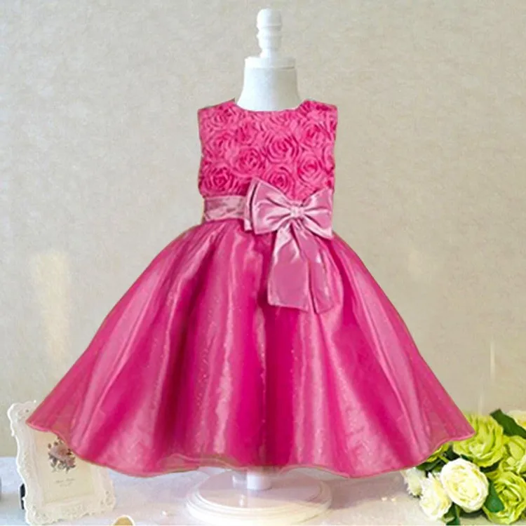 2015 new arrival NOVA fashion cute flowers girls dress Red princess tulle dresses children clothes for girls