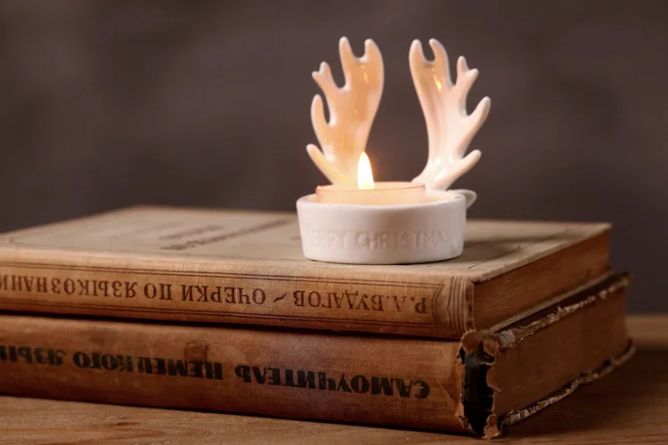 Christmas decoration Ceramic Antlers Candlestick,Christmas Antlers Candelabra Candle Holders