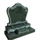 European Style Antique Upright Used Chinese Black Grave Headstone Memorial Stones Tombstone with Mirror Design