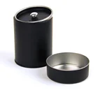 Tin Can Tea Tin Packaging Custom Logo Black Cylinder Tin Can Packaging For Tea