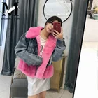 New Genuine Rabbit Fur Coat Women Short Fur Denim Jacket Winter Custom Outerwear Clothing Ladies Fur Rabbit Jacket