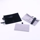 BV014G Custom Black LOGO Grey Velvet Movable Pad Necklace Jewelry Gift Bag