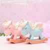 Pink Resin Cartoon Unicorn Statue Figures For Miniature Crafts Display