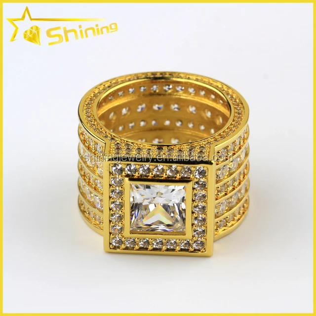 men"s 925 sterling silver gold plated cz iced out lab diamond