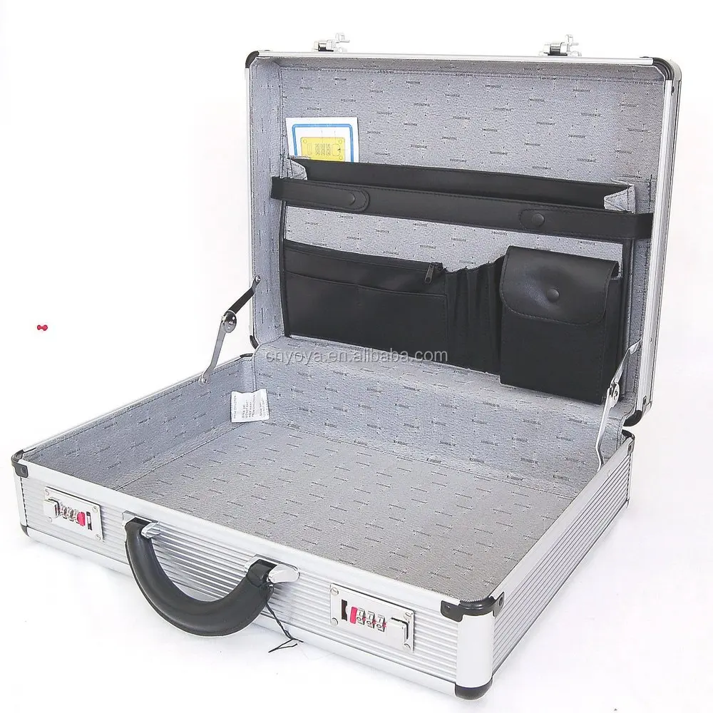Aluminum Briefcase Laptop Attache Hard Metal Case Lock Padded 17/" Professional S