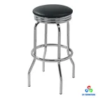 Round pu /fabric backless metal kitchen bar stools with chrome chair legs
