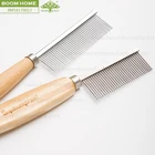 pet products factory metal pins bamboo anti lice pet comb
