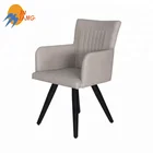 PU cover iron legs L shape restaurant arm dining chair with metal frame
