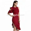 street fashion Elegant One Shoulder Ladies irregular pattern Bodycon Evening Dress