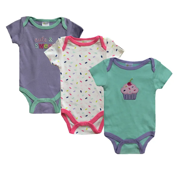 Summer Cotton Baby Rompers, Roupa Infant Jumpsuit Short Sleeve Carters Baby Girl Boy Clothing O-Neck Newborn Baby Clothes U-312