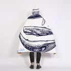 China Cheap Sea Animal Whale Style Fleece Wearable Warm Plush Cute Hooded Blanket For Adult Kids