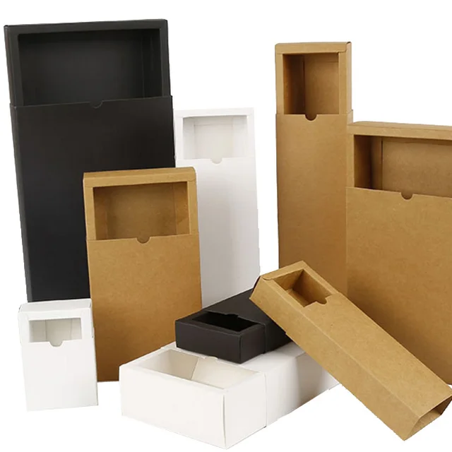 custom logo handmade sliding foldable kraft paper gift box with