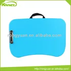 Modern hot sell portable blue plastic top with black waffle fabric pillow laptop desk
