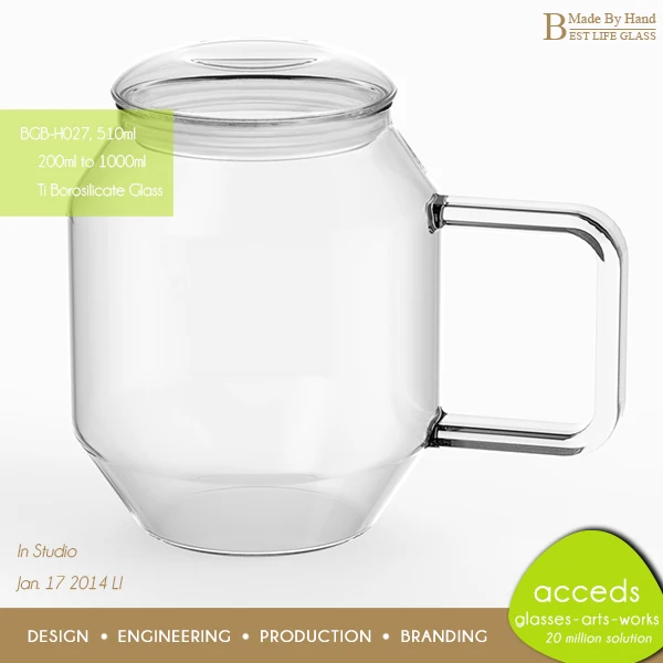 heat-resistant custom glass beer mug with lid