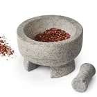 Stone Mortar and Pestle Set - Natural Granite Stone Grinder Bowl for Herbs, Spices, Garlic, Kitchen