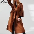 Women New Fashion Double-sided Slim Elegant Cashmere Fur Coat.