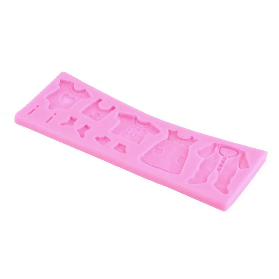 1 PC 2015 Pop 3D Baby Clothes Shower Silicone Mould Fondant Kitchen Cake Mold for Chocolate Baking Tool