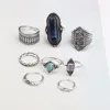 Supplier Vintage Turkish Punk Turquoise Ring 8pcs/Set Silver Ring Sets for Women