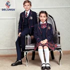 Primary School Uniform Designs Fashionable Boys School Blazer Girls Plaid Skirt