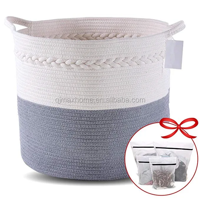 home decor large size cotton rope woven laundry storage basket