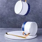 Cheap european style elegance fine custom printed gold handle home goods ceramic tea coffee cup with saucer