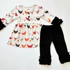 Latest design bulk wholesale boutique fall winter ruffle design baby girl outfit Thanksgiving clothes set