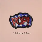 Custom embroidered POP letter sequin patches for fashion clothes