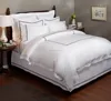 300-Thread-Count 100-Percent Egyptian Cotton Sateen Duvet Cover set, bedding set , White with Navy Stripes