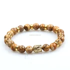 Natural jasper wood stone bracelet elastic buddha bracelets Buddhism hanging