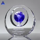 Plaque Glass Plaque Trophy Wholesale Home Decoration Blue Circle Plaque Award Trophy Crystal Glass World Globe