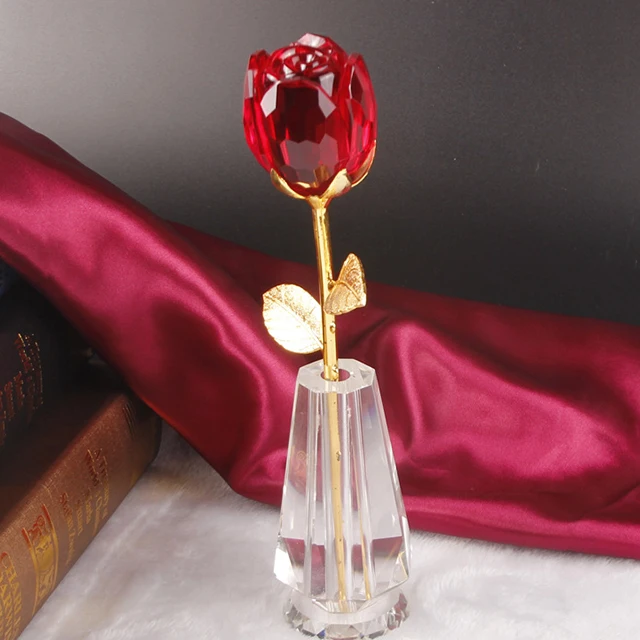 romantic crystal red rose lovely gift for wedding valentines day