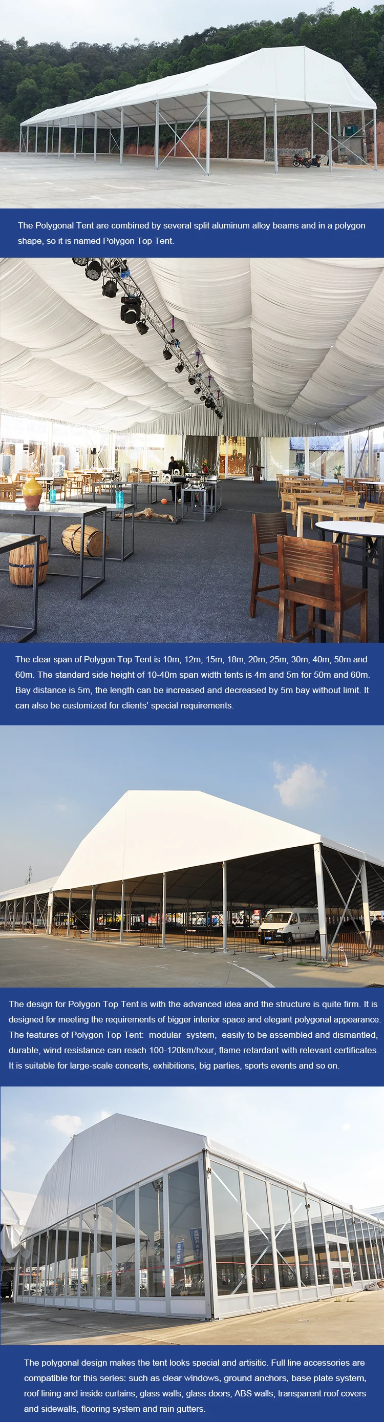 COSCO roof top tent for sale custom 50 people party tent big polygonal tent
