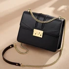 Leather Custom Brand PU Leather Fashion Simple Shoulder Bag Wholesale Long Chain Black Women 's Crossbody Bag