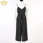 Hot stripes woven ladies jump suit elegant women jumpsuit