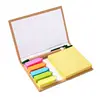 design eco-friendly Kraft paper/PU/PVC cover sticky note pad with pen set, sticky notes box