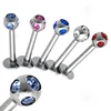 Stainless Steel Multi Gem Ball 16g Labret Piercing Jewelry Helix Piercing