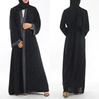2019 summer new fashionable beading design islamic abaya wholesale summer open abaya kimono