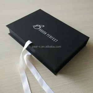 book shaped ribbon tie matte black custom logo hair extensions
